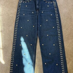 BLAKE STUDDED WIDE LEG DENIM JEANS